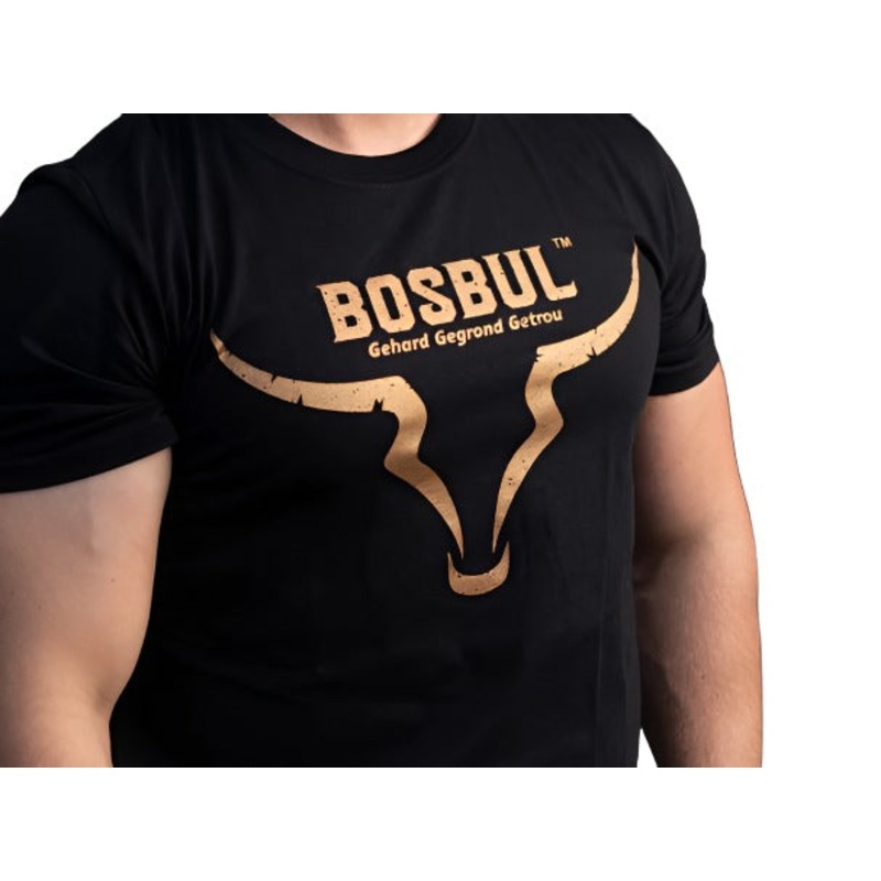 T-SHIRT BLACK WITH BRONZE BULL BOSBUL