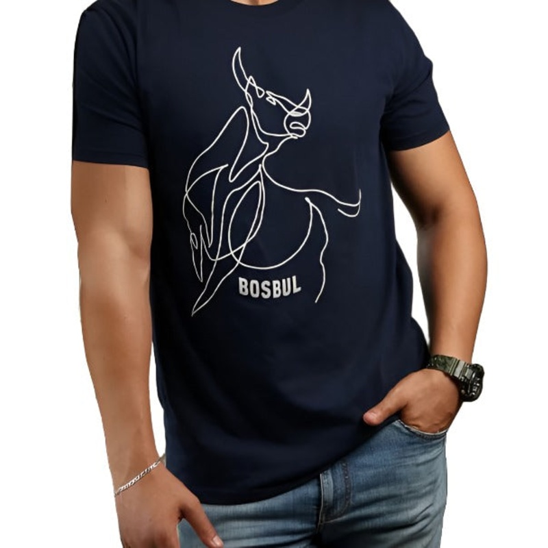 T-SHIRT NAVY RODEO BULL BOSBUL