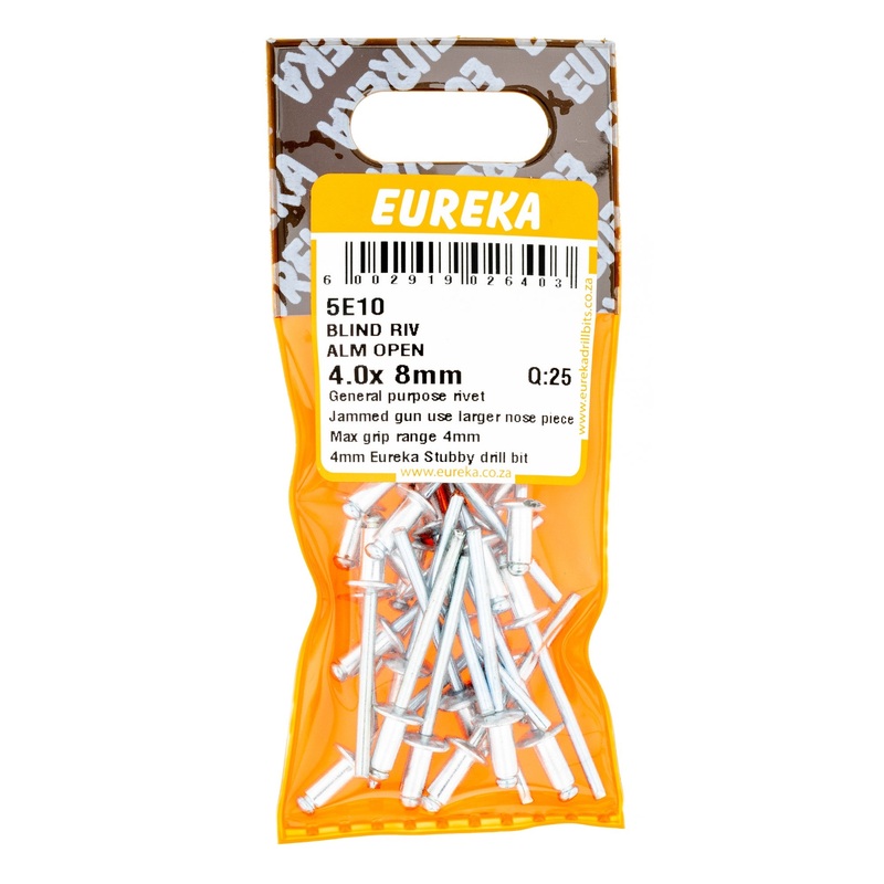 BLIND RIV ALM OPEN 4.0X8MM Q:25 EUREKA