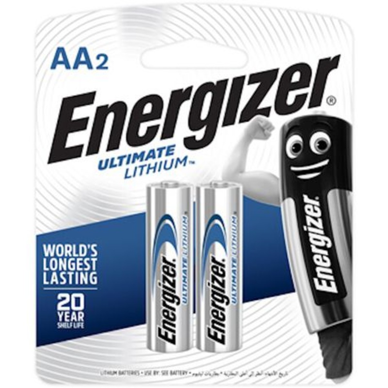 ENERGIZER BATTERY LITHIUM ULTI AA 2PK