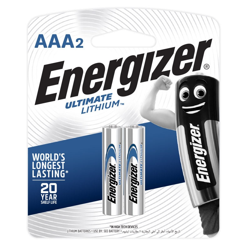 ENERGIZER BATTERY LITHIUM ULTI AAA 2PK