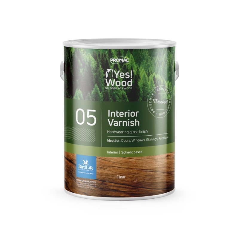 YES WOOD 05: INTERIOR GLOSS VARNISH CLEAR 1L PROMAC