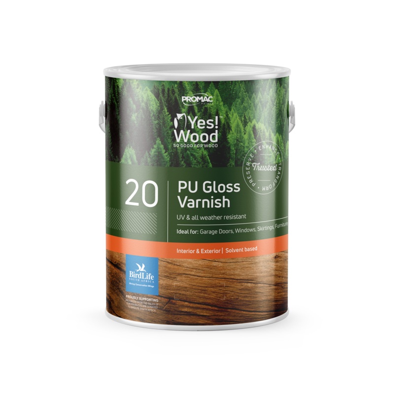 YES! WOOD 20: INTERIOR / EXTERIOR GLOSS VARNISH MAHOGANY 1L PROMAC