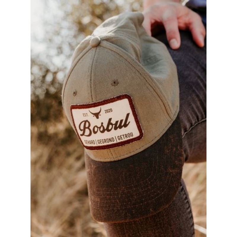 CAP 2 TONE OLIVE/BROWN DTF BADGE BOSBUL