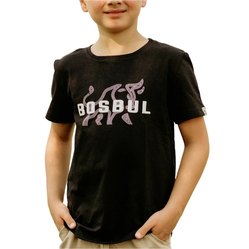 KIDS T-SHIRT BLACK WITH BULL BOSBUL