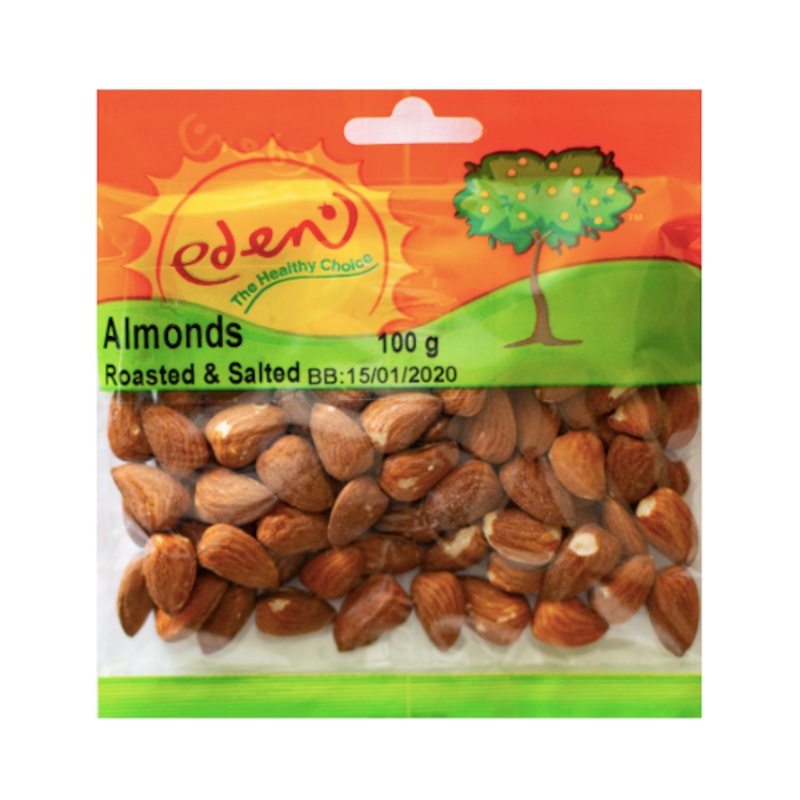 ALMONDS ROASTED & SALTED 100G EDEN