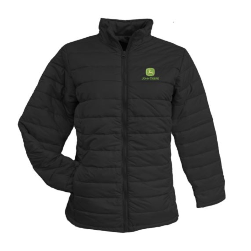 LADIES PUFFER JACKET BLACK JOHN DEERE