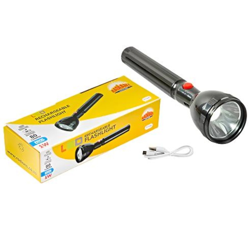 FLASHLIGHT RECHARGEABLE LED 1W 6500K BLACK
