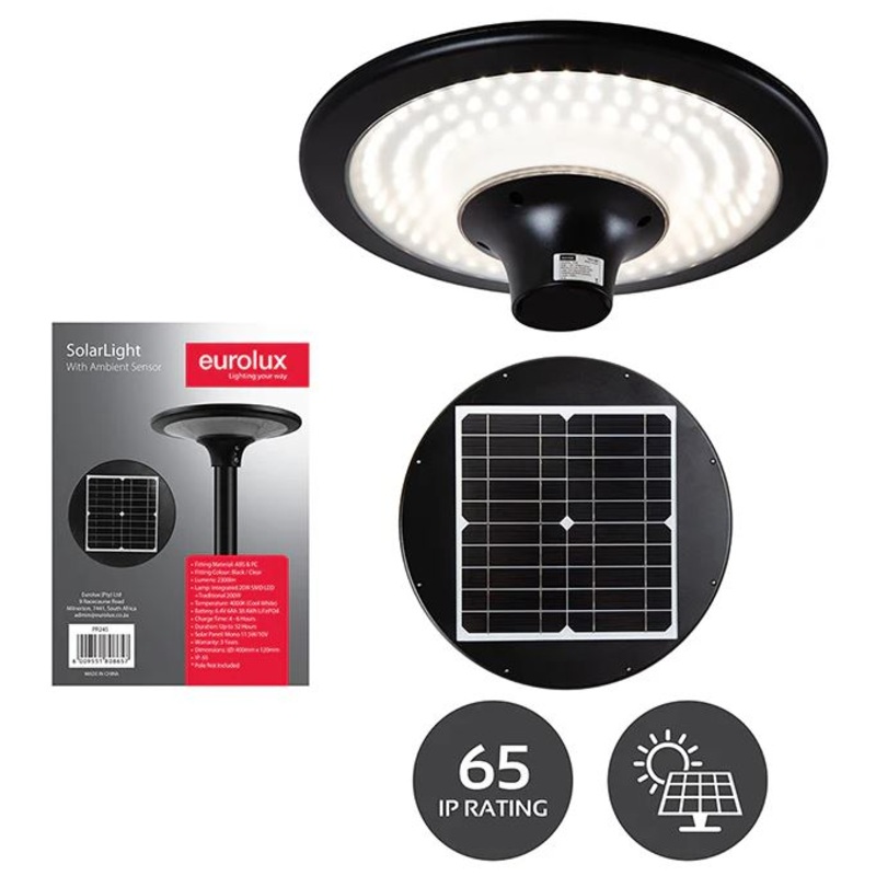 SOLAR LED SENSOR LIGHT 200W 4000K BLACK