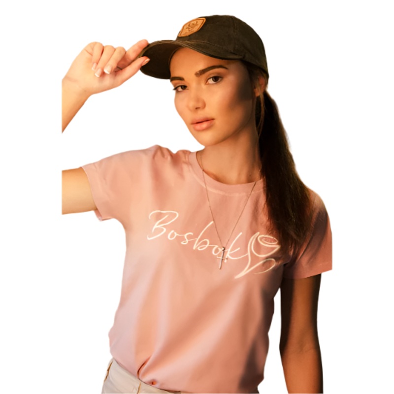 T-SHIRT DUSTY PINK WITH BOSBOK