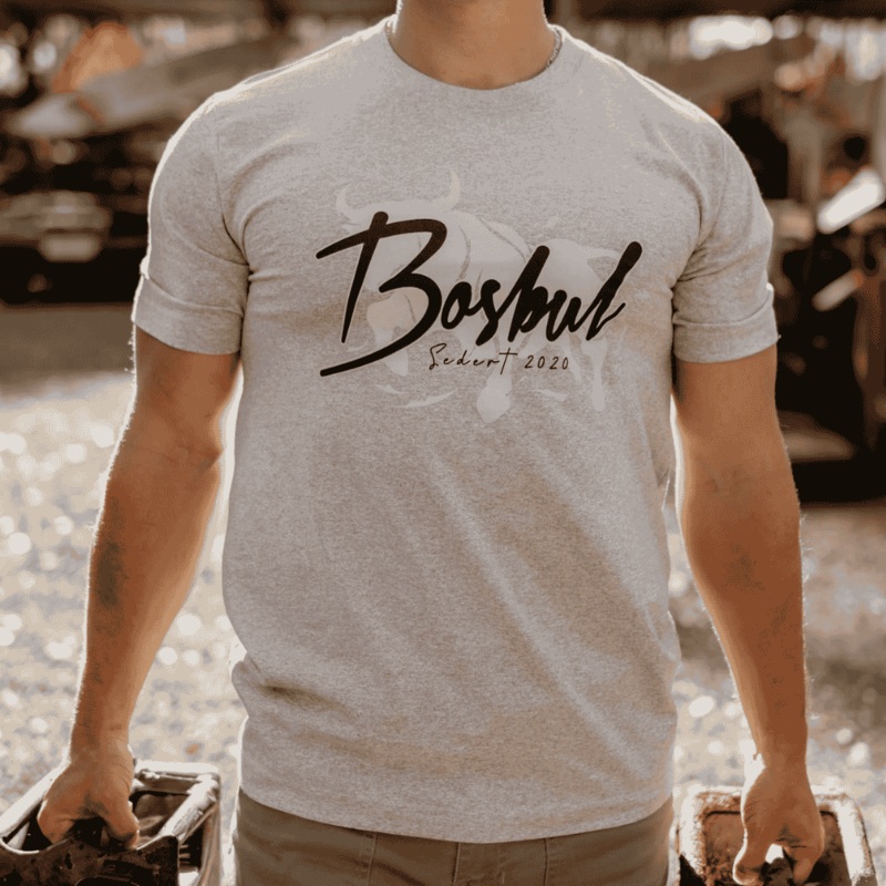 T-SHIRT LIGHT GREY MELANGE BULL BOSBUL