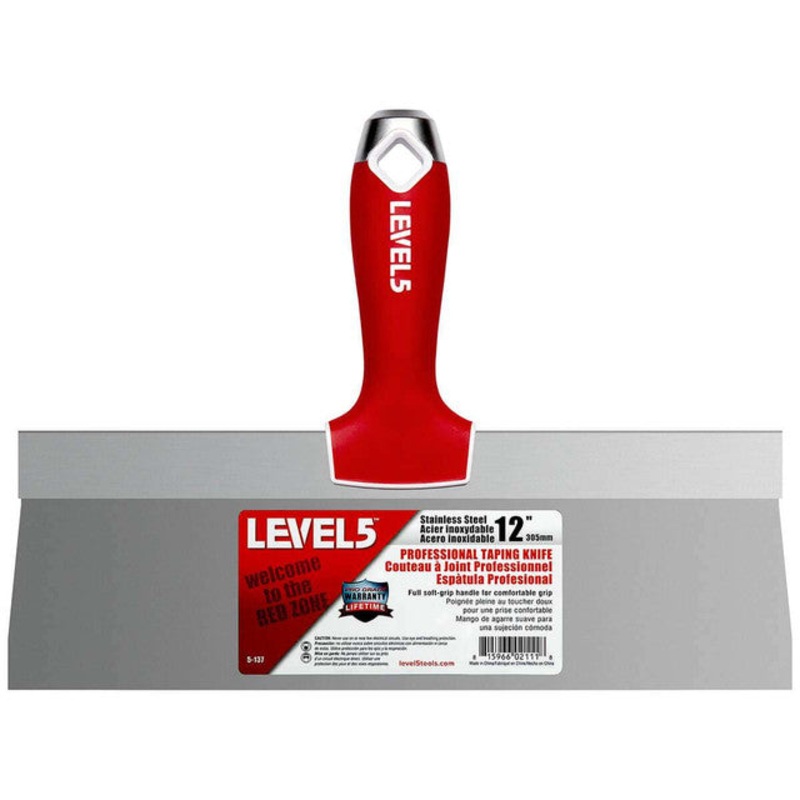 12 Stainless Steel Taping Knife w/ Soft Grip Handle