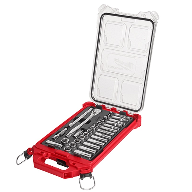 3/8 in. 32 Pc. Ratchet and Socket Set in PACKOUT – Metric