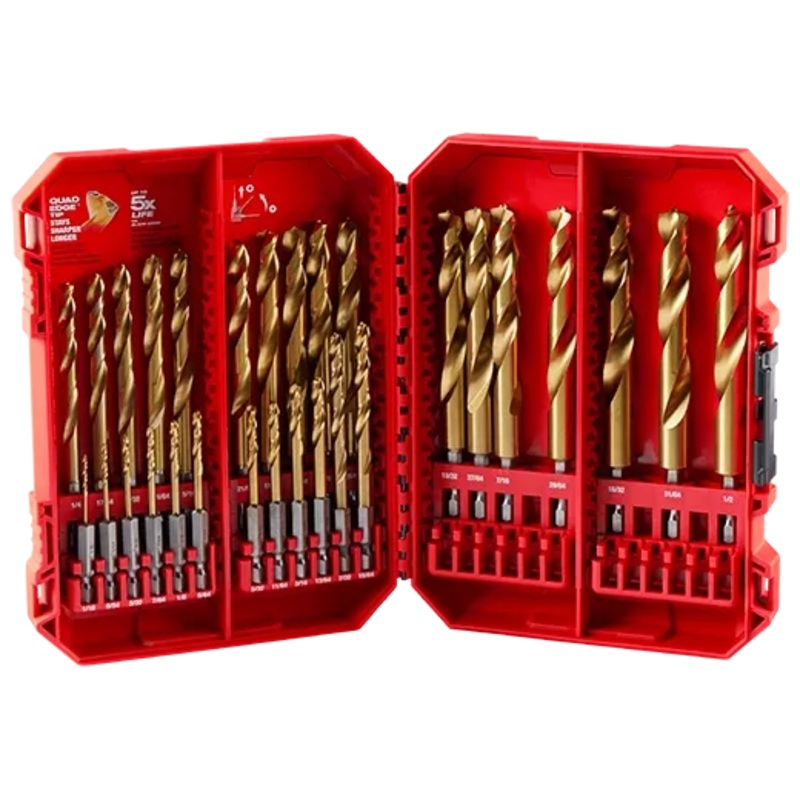 SHOCKWAVE Impact Duty RED HELIX Titanium Drill Bit Set – 29PC