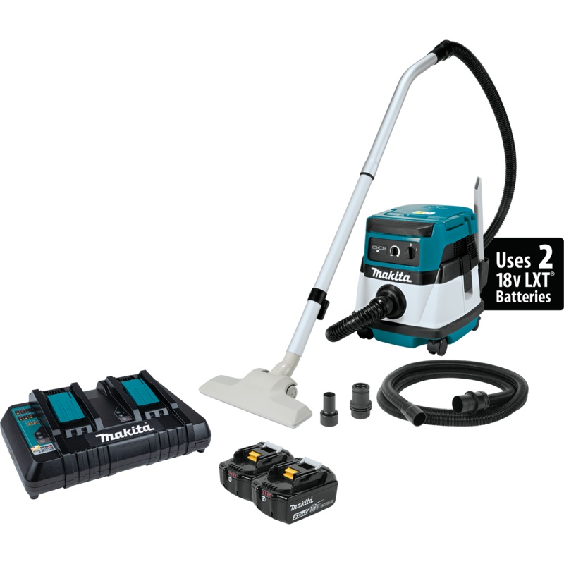 36V (18V X2) LXT/Corded 2.1 Gallon HEPA Filter Dry Dust Extractor/Vacuum Kit (5.0Ah)