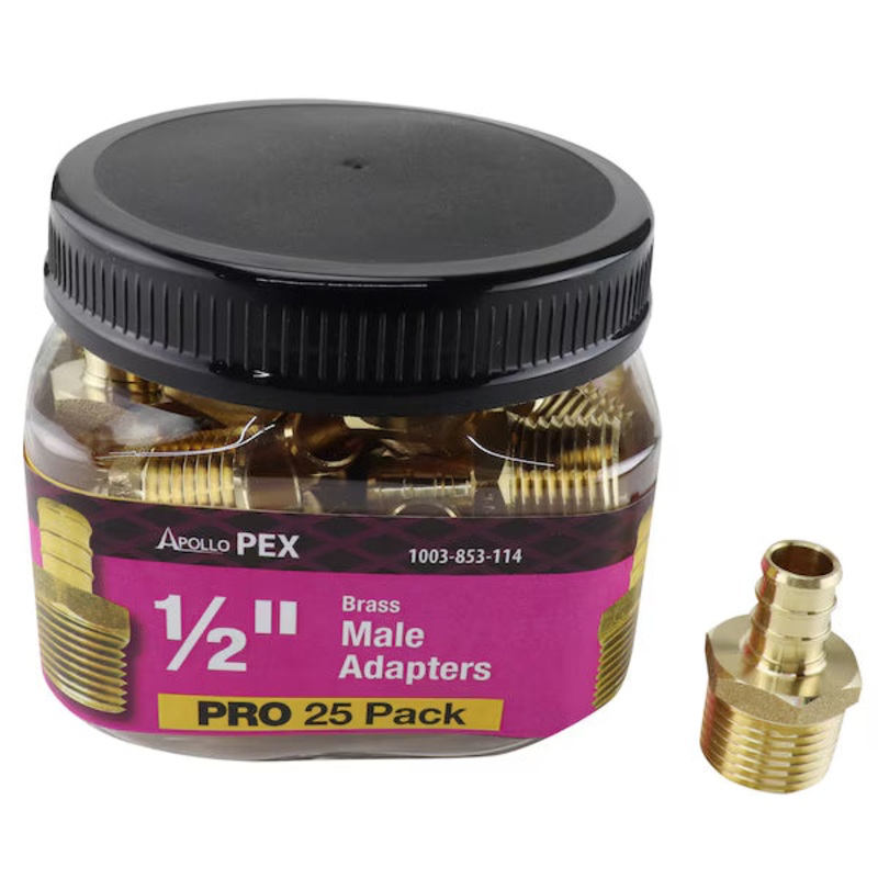 Apollo 1/2 in. Brass PEX-B Barb x Male Pipe Thread Adapter Pro Pack (25-Pack)