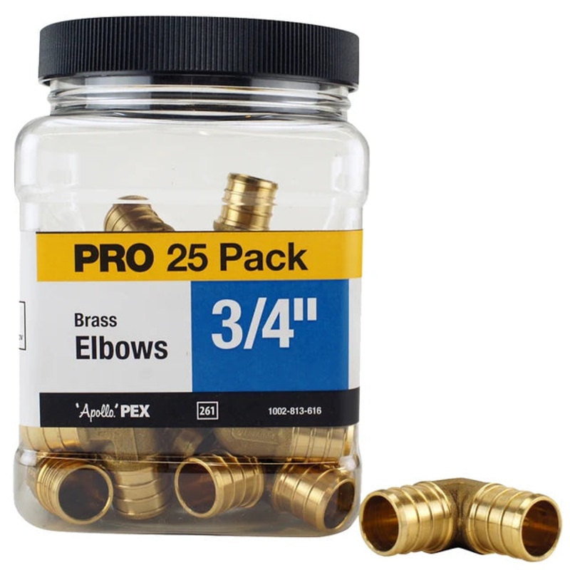 Apollo 3/4 in. Brass PEX-B Barb 90 Elbow Pro Pack (25-Pack)