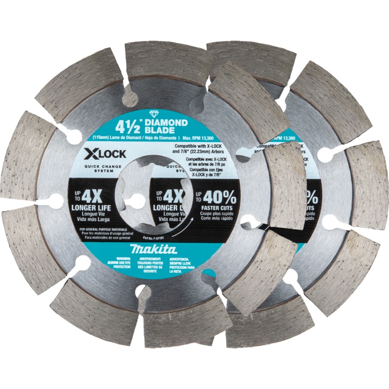 XLOCK 41/2 Segmented Diamond Blade for Masonry Cutting, 2/pk