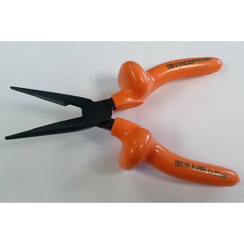 Facom 193.16AVSE 1000V Insulated Electricians Hi-Vis Half Round Nose Pliers