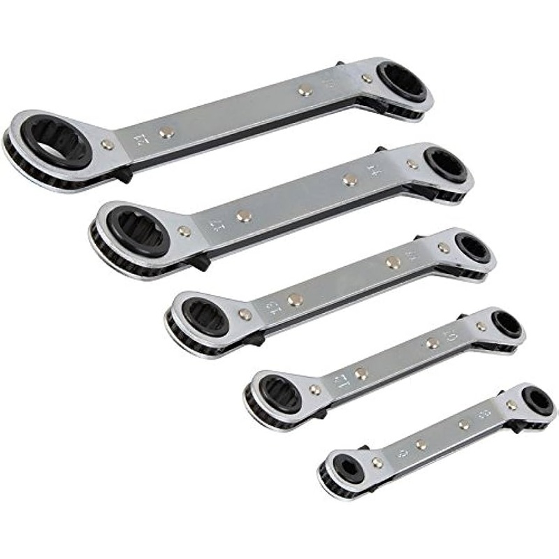 Olympia Tools 5pc Offset Ratcheting Box Wrench / Ring Spanner Set