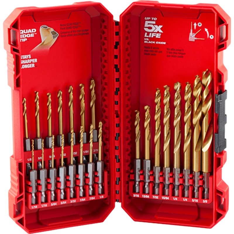 SHOCKWAVE Impact Duty RED HELIX Titanium Drill Bit Set – 23PC