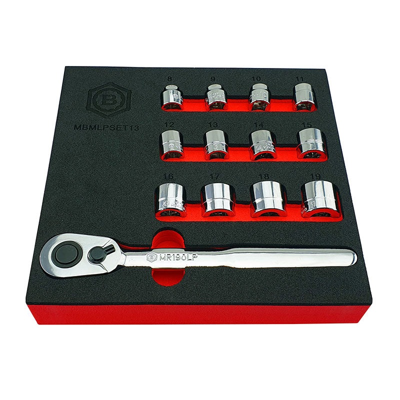 13pc Low Profile / Restricted Access Socket And Ratchet Set From Britool Hallmark