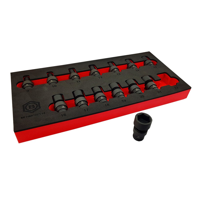 14pc 3/8 Flexi Universal Joint Impact Socket Set 9-22mm From Britool Hallmark