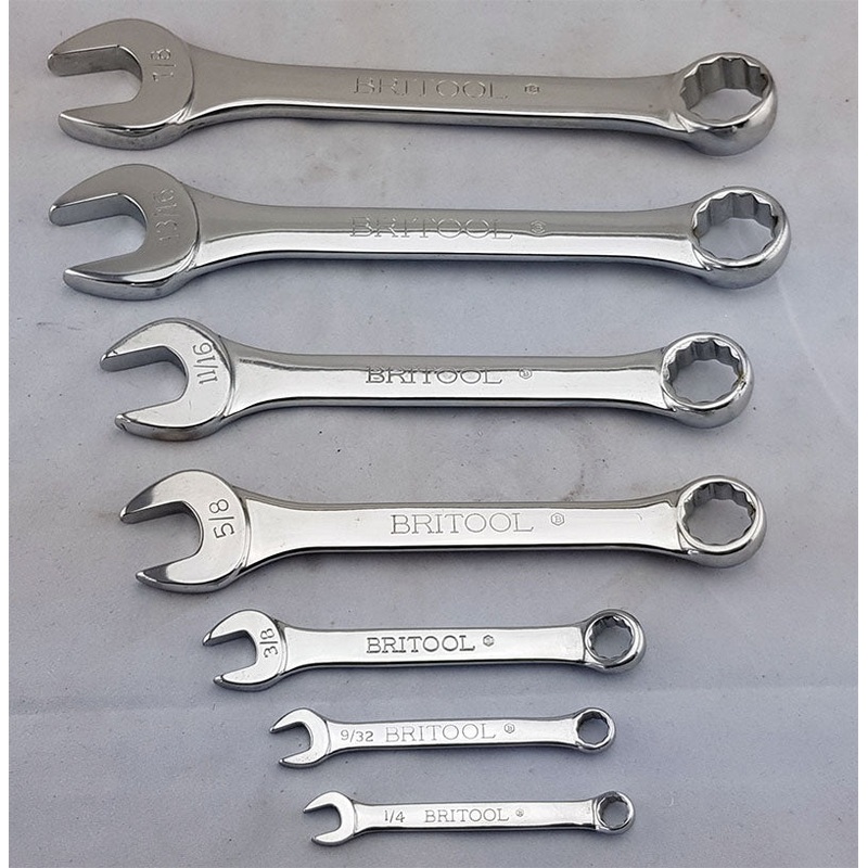 Britool England Short AF Combination Spanner Set With Bi-Hexagon (12 Point) Ring