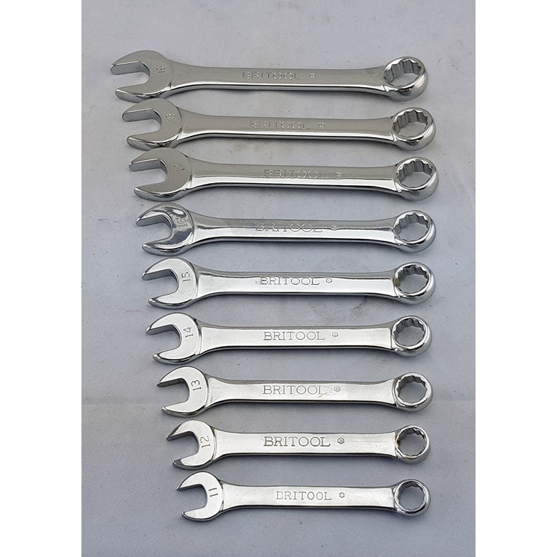 Britool England Short Metric Combination Spanner Set With 12 Point Ring