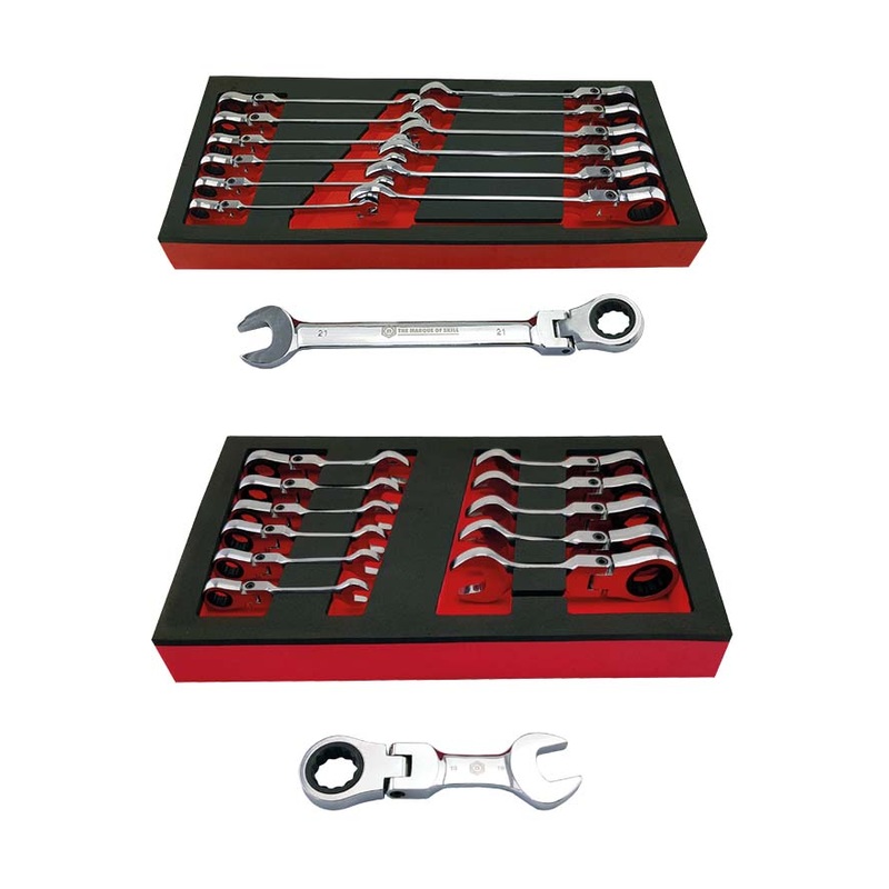 Flexi Ratchet Spanner / Wrench Set + Stubby Flexi Set Britool Hallmark
