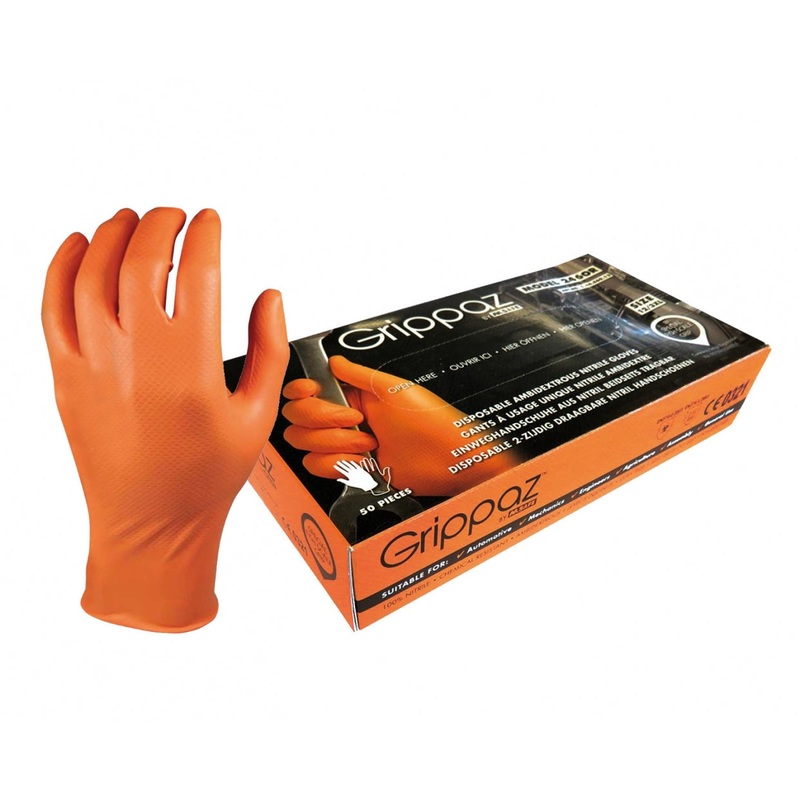 Grippaz Orange Nitrile Work Gloves X50 Xl