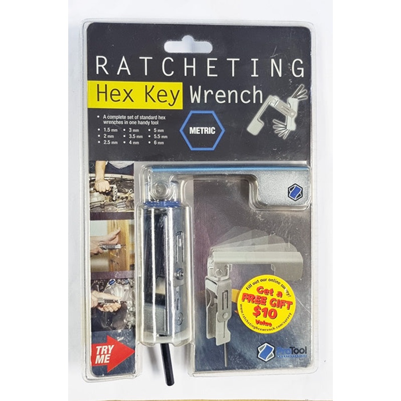 Ratcheting Hex / Allen Key Wrench Set – Metric 1.5-6mm