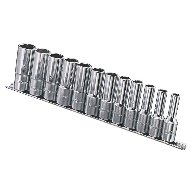 3/8 Deep Socket Set (6 Point) 8-19mm From Genius Tools