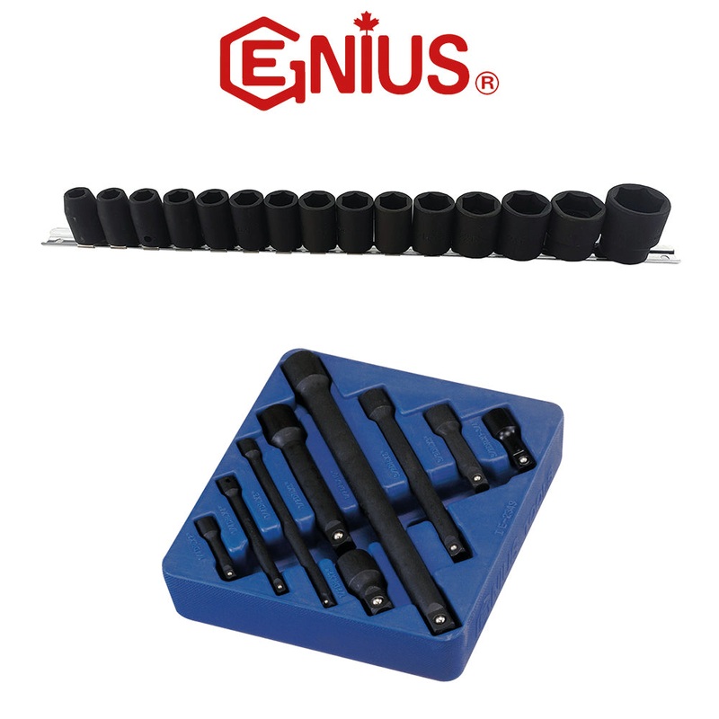 1/2 Drive Impact Socket Set + Impact Extension Bar Set From Genius Tools Canada