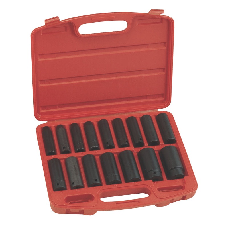 16 Piece 1/2Sd AF Deep Impact Socket Set In Case From Genius Tools