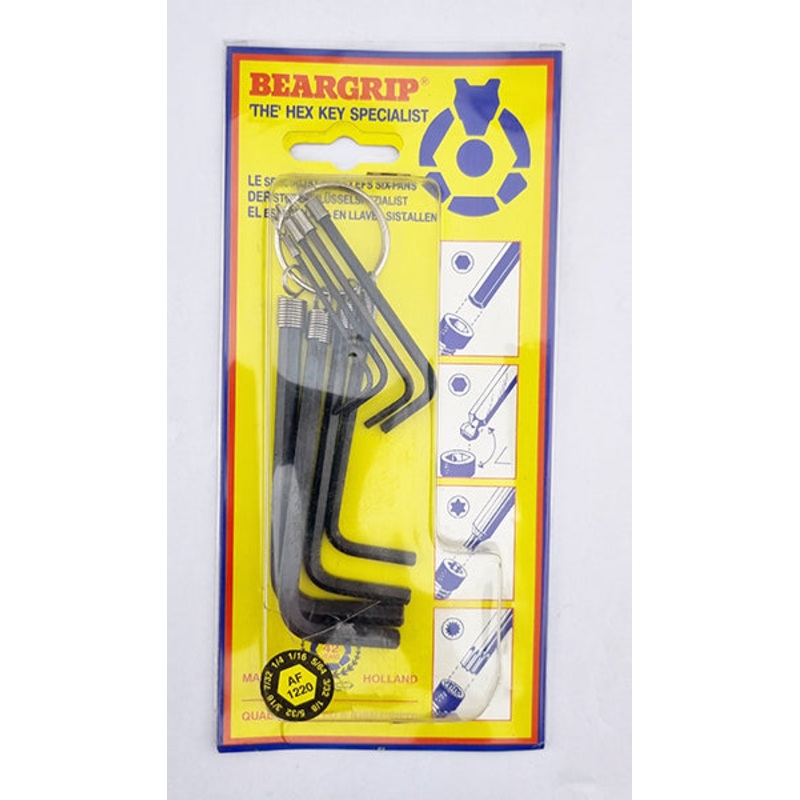 8pc Hex / Allen AF L Shape Key Set 1/16 To 1/4 From Beargrip Holland