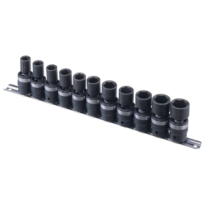 Genius Tools Tg-411M 11pc 1/2 Inch  Dr. Metric Swivel Impact Socket Set