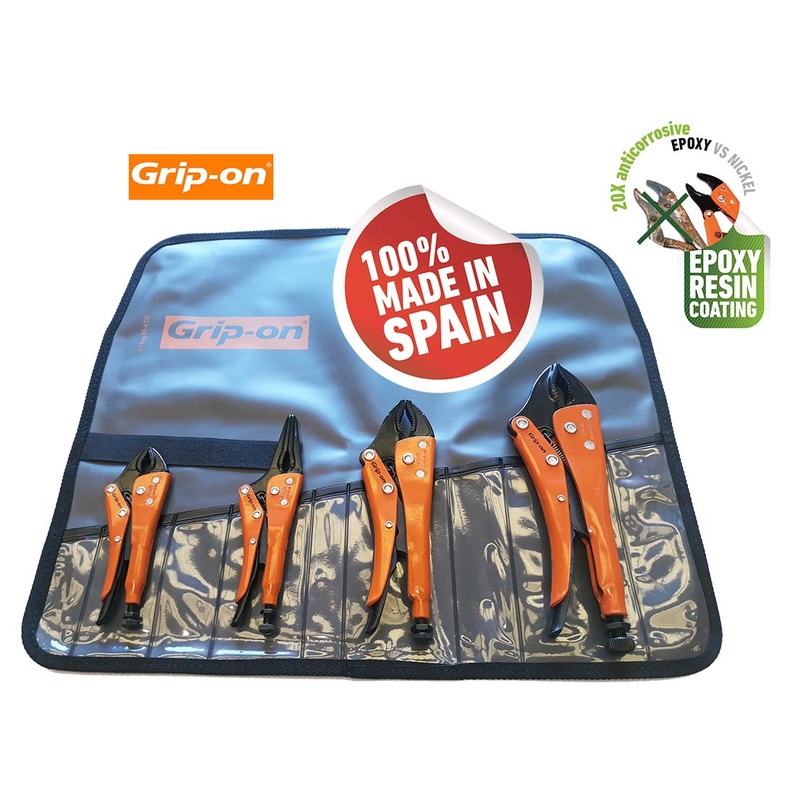 Grip-On 4pc Locking Pliers Set (Curved Jaw & Long Nose) Gc-Set4